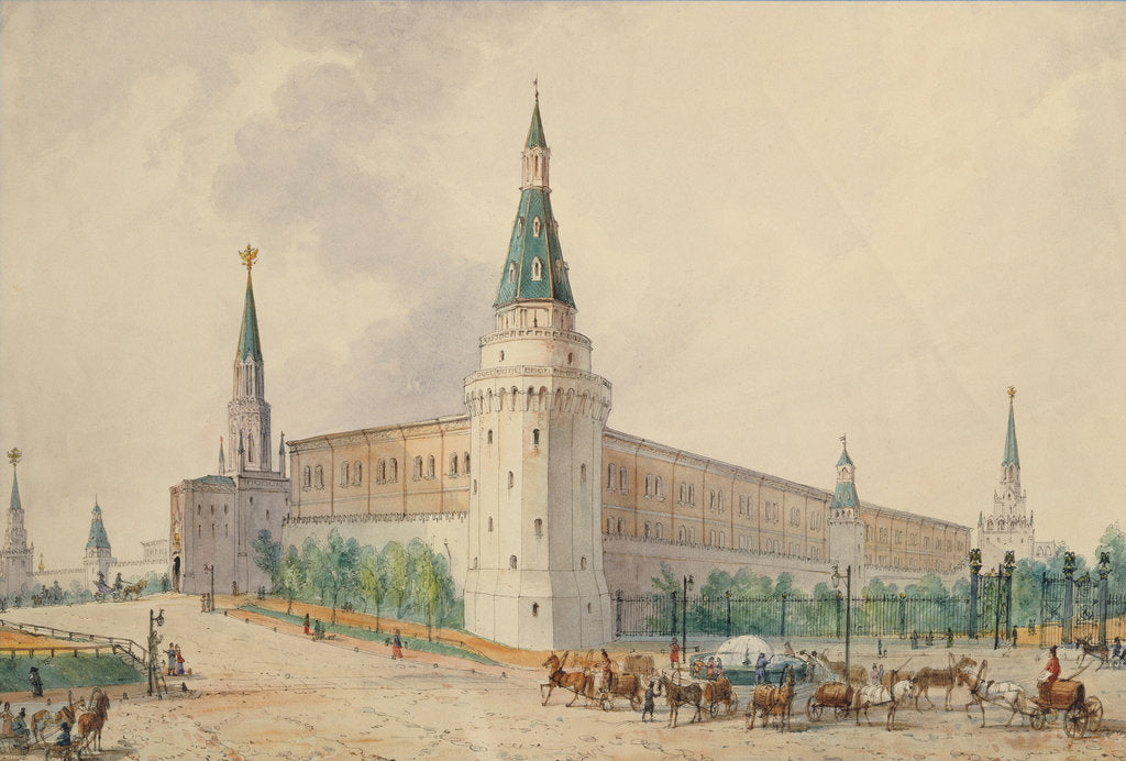 Detail of The Resurrection Square and the Alexander Garden in Moscow by Joseph Vivien