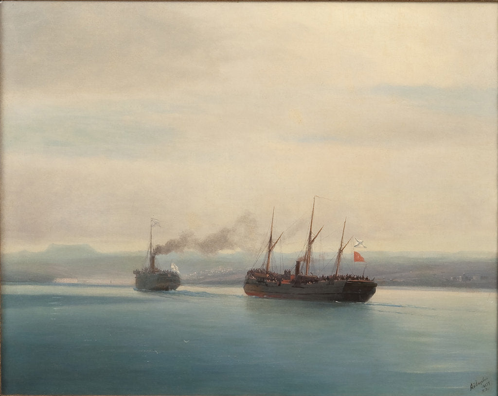 Detail of Capture of the Turkish Troopship Mersina by the Steamer Russia on 13 December 1877, 1877 by Ivan Konstantinovich Aivazovsky