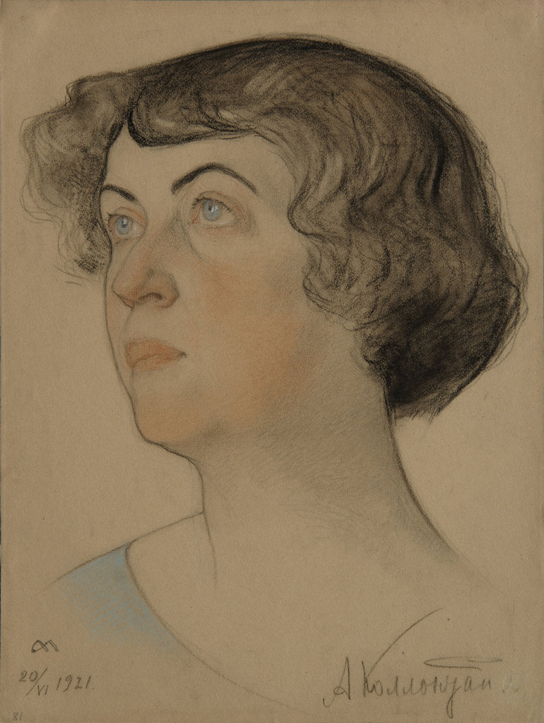 Detail of Portrait of Alexandra Mikhailovna Kollontai, 1921 by Nikolai Andreevich Andreev
