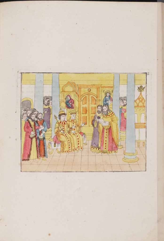 Detail of The wedding ceremony of Tsar Mikhail Feodorovich and Yevdokiya Lukyanovna, 1810 by Anonymous master