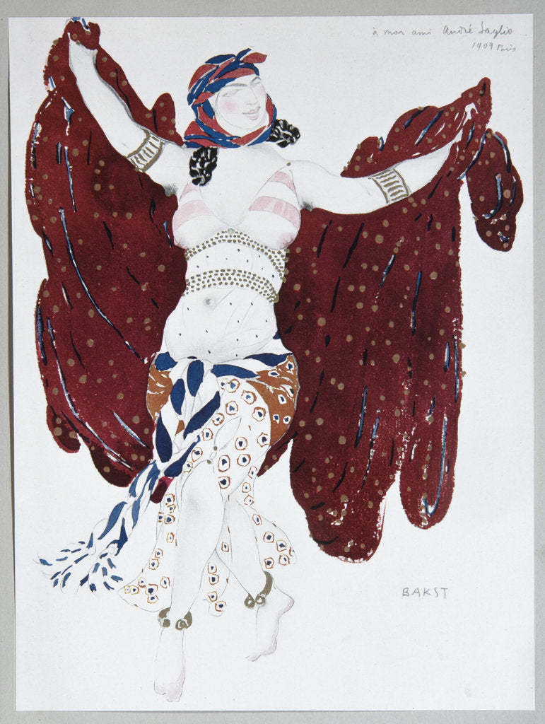 Detail of Costume design for the ballet Cléopatre, 1909 by Léon Bakst