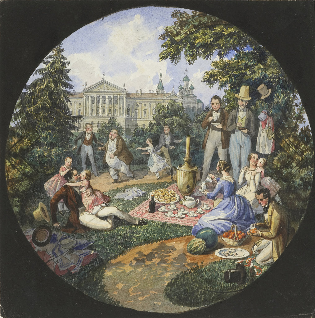 Detail of A Picnic near Moscow, 1840s by Nikolai Leontyevich Benois