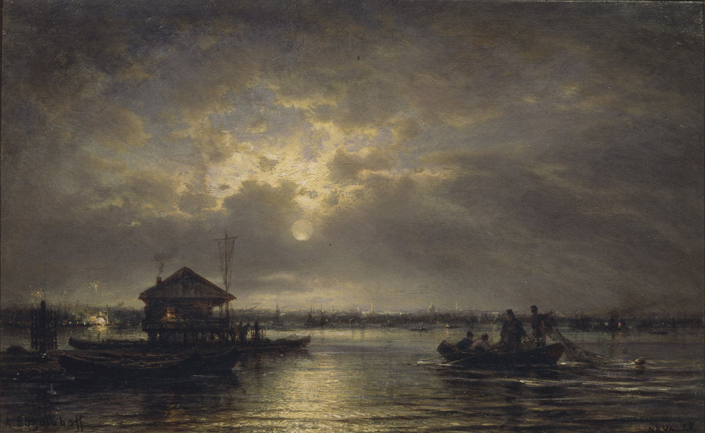 Detail of Summer Night on the Neva, 1875 by Alexei Petrovich Bogolyubov