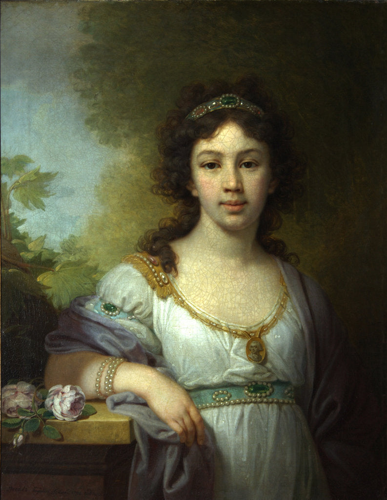 Detail of Portrait of Varvara Shidlovskaya, 1798 by Vladimir Lukich Borovikovsky