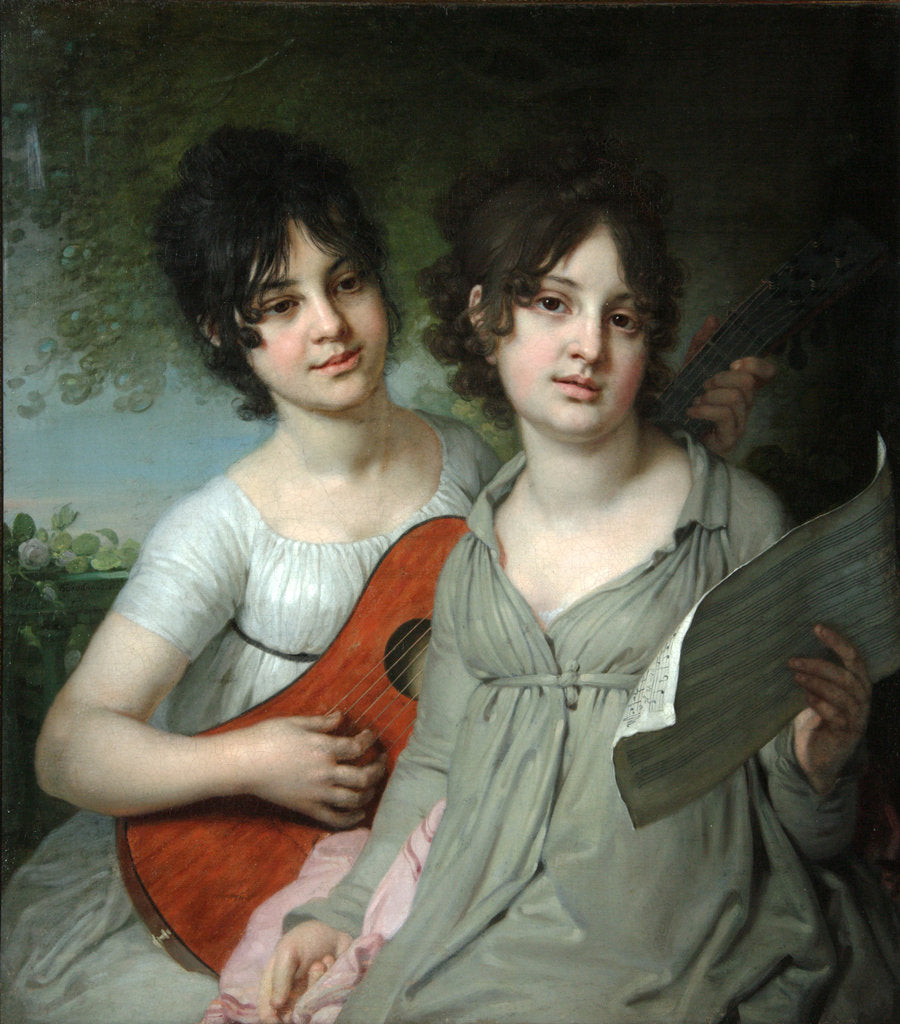 Detail of Portrait of Countesses Anna Gagarina and Varvara Gagarina, 1802 by Vladimir Lukich Borovikovsky