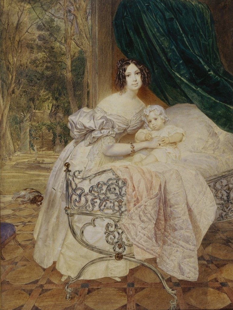 Detail of Portrait of Maria Buteneva with Daughter Maria, 1835 by Karl Pavlovich Briullov