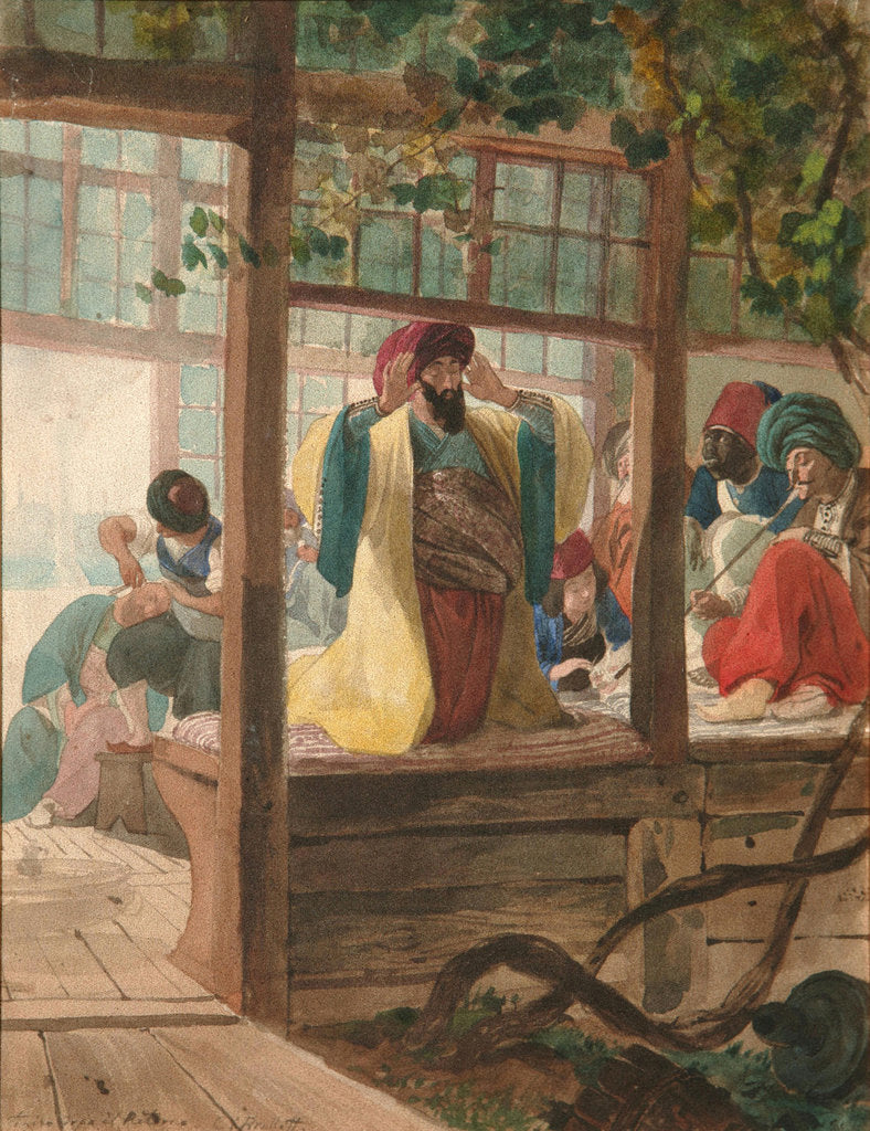 Detail of A Barber Shop, ca. 1849 by Karl Pavlovich Briullov