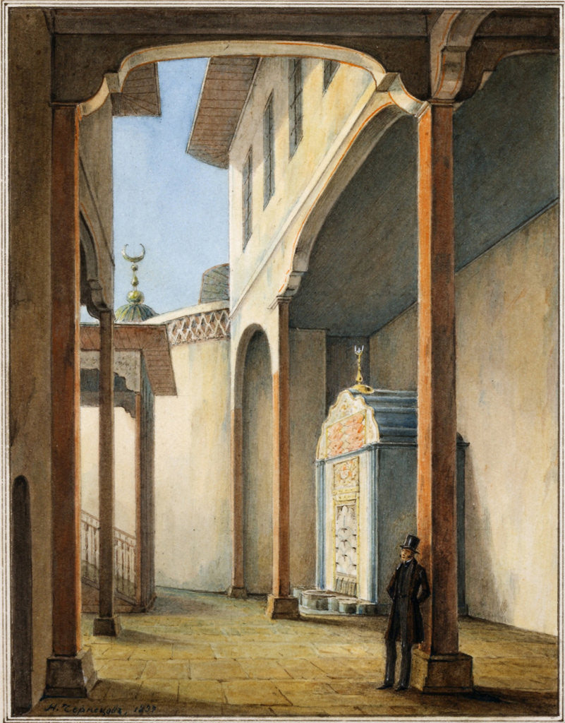 Detail of Pushkin in the Bakhchisaray Khans Palace, 1837 by Nikanor Grigoryevich Chernetsov