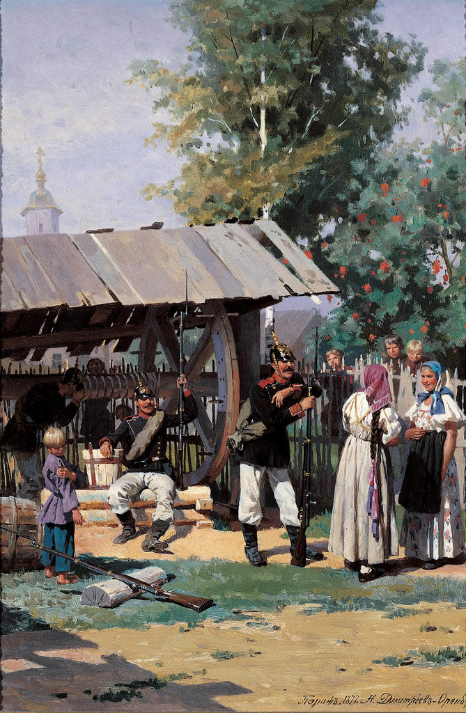 Detail of Russian Soldiers in a Country Village, 1877 by Nikolai Dmitrievich Dmitriev-Orenburgsky