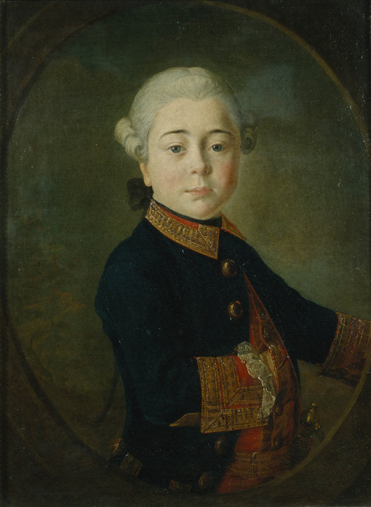 Detail of Portrait of Count Nikolai Dmitrievich Matyushkin as Child, 1763 by Kirill Ivanovich Golovachevsky