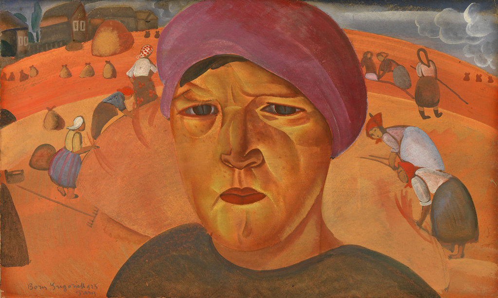 Detail of Russian Peasant Woman by Boris Dmitryevich Grigoriev