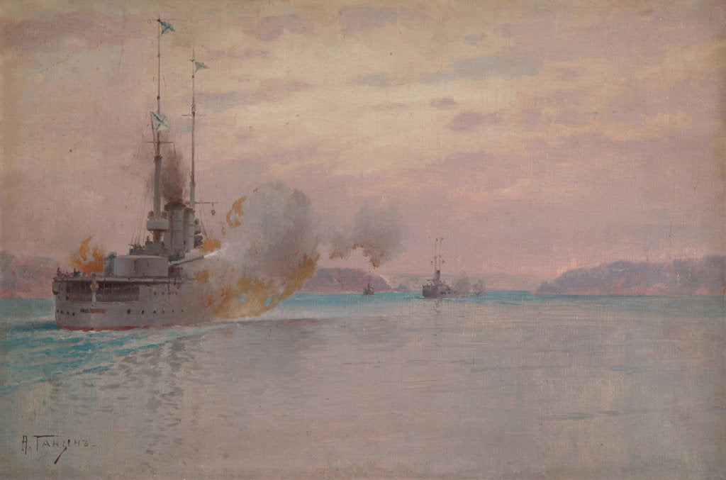 Detail of The Russian naval bombardment of the Bosphorus, 1915-1916 by Alexey Hansen