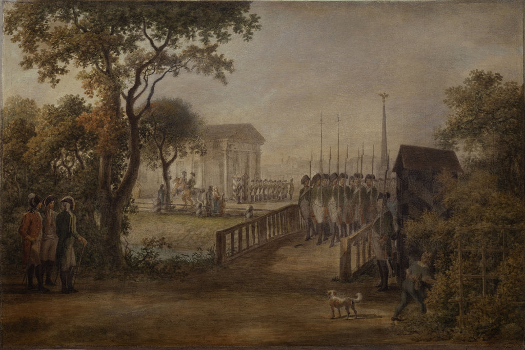 Detail of Changing of the Guard at the Tsarina?s Meadow in Saint Petersburg, 1799 by Mikhail Matveevich Ivanov