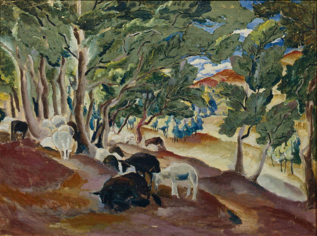 Detail of Korolkovskiye Dachas. Sheeps at the Edge of the Forest, 1918 by Alexei Ilyich Kravchenko