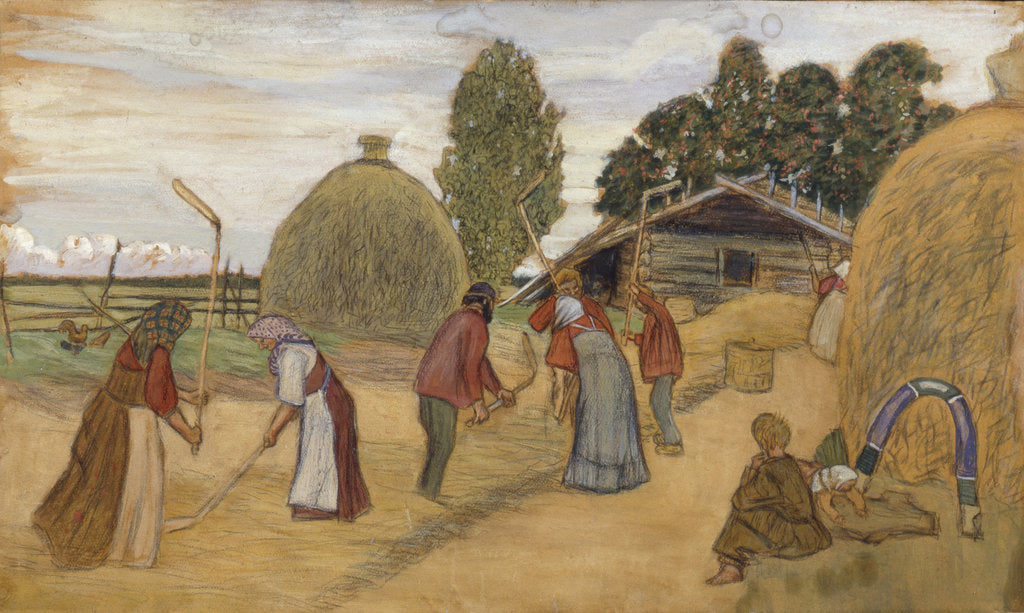 Detail of Threshing Floor, 1918 by Boris Michaylovich Kustodiev