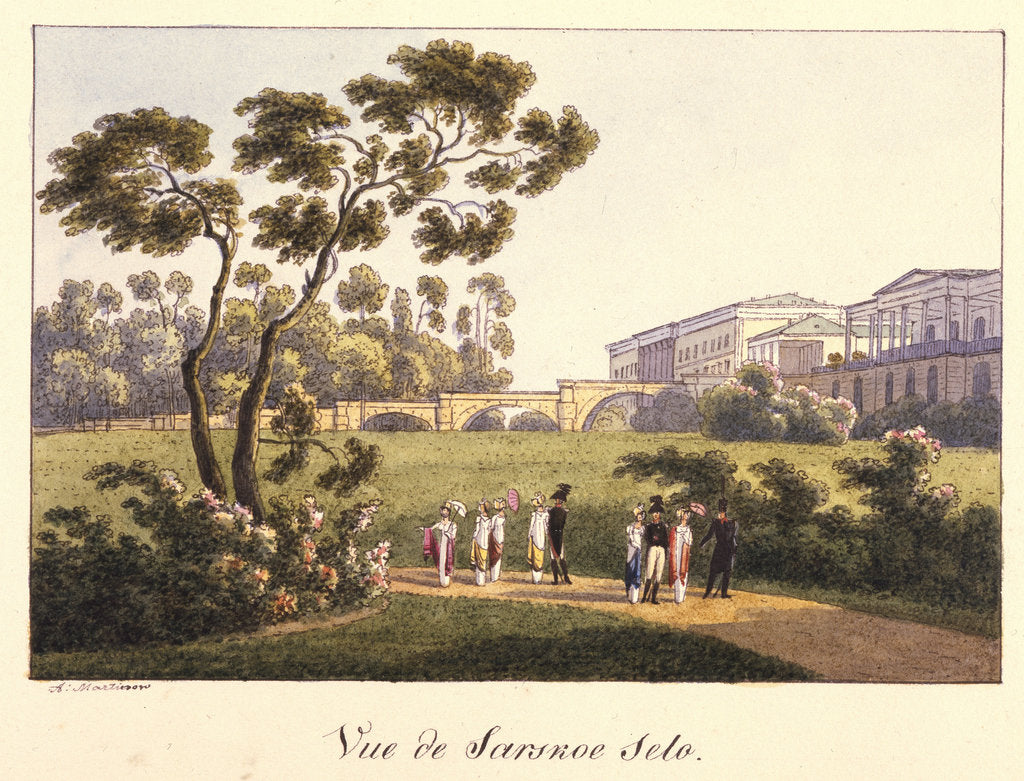 Detail of View of the Cameron Gallery in the Park in Tsarskoye Selo, before 1817 by Andrei Yefimovich Martynov