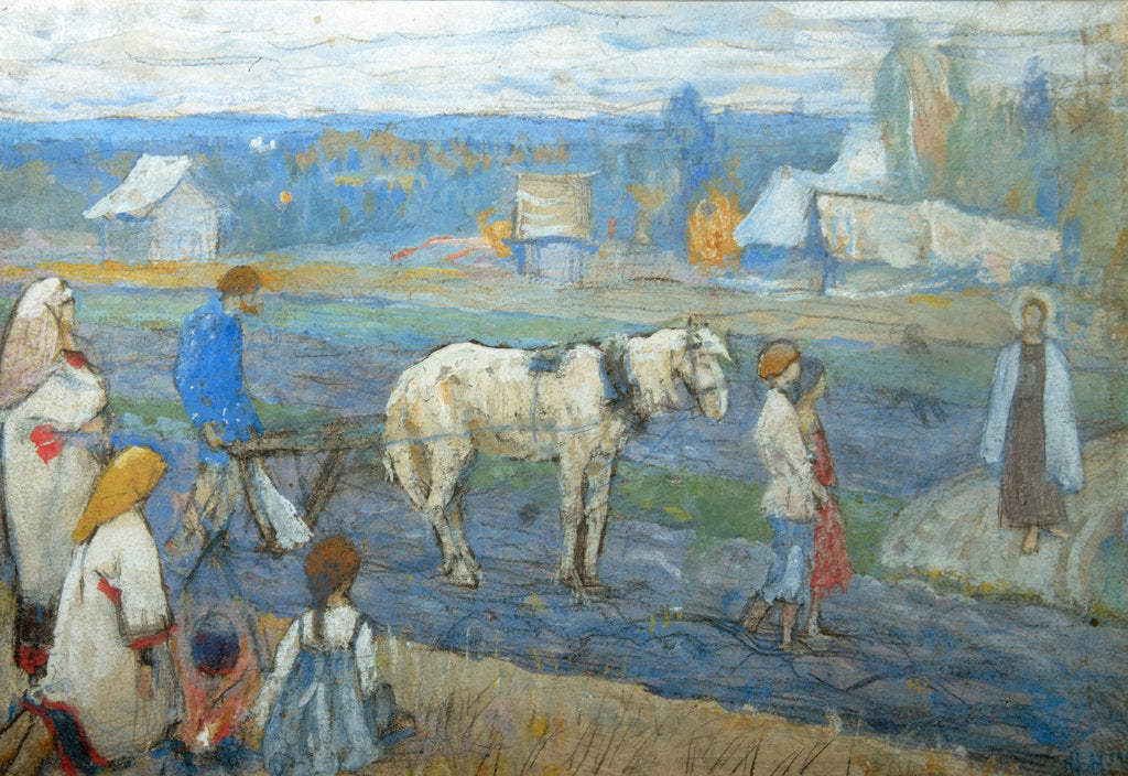 Detail of At the field, 1911 by Mikhail Vasilyevich Nesterov