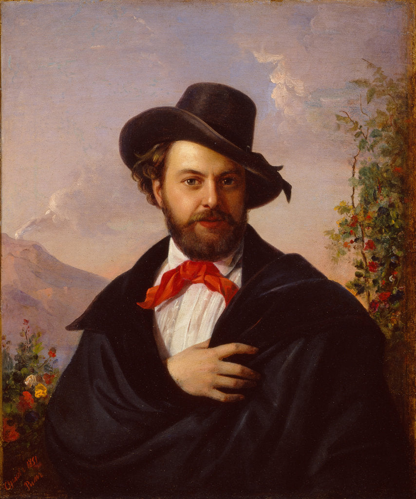 Detail of Self-Portrait, 1851 by Pimen Nikitich Orlov