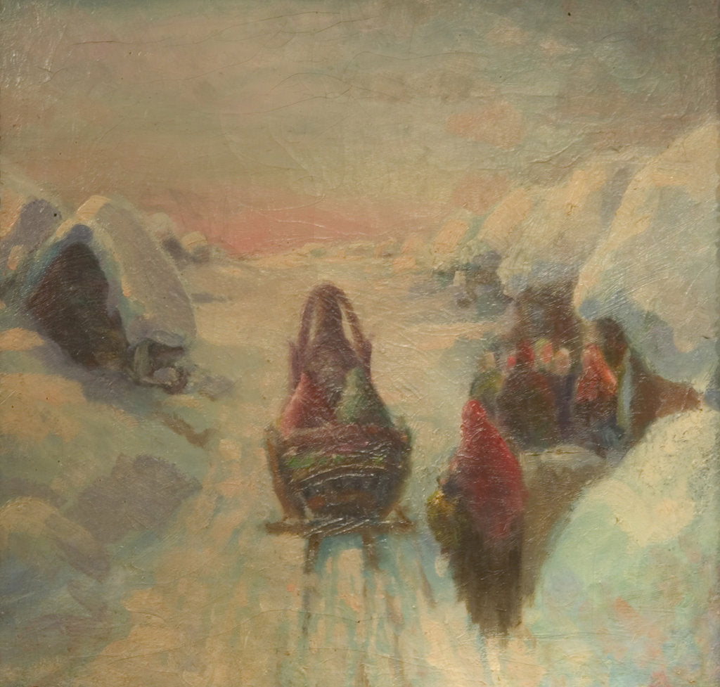 Detail of Winter. Sledge driving by Konstantin Konstantinovich Pervukhin