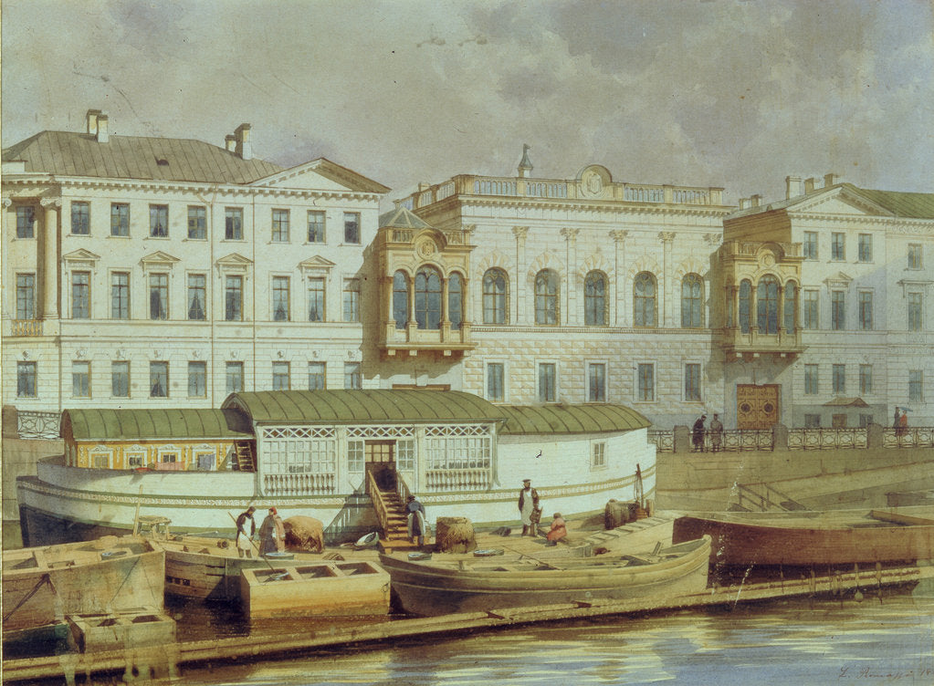Detail of Naryshkin Palace on the Fontanka river, Mid of the 19th cen by Ludwig Premazzi