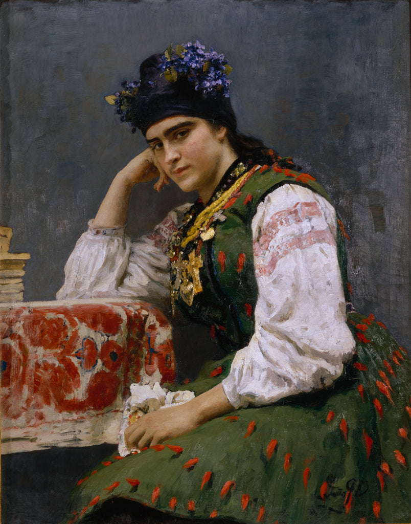 Detail of Portrait of Sofia Dragomirova-Lukomskaya, 1889 by Ilya Yefimovich Repin