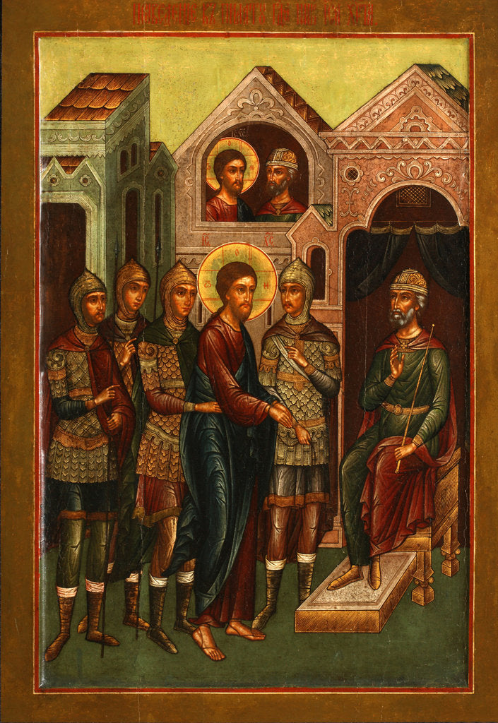 Detail of Christ before Pilate, Early 20th cen by Russian icon