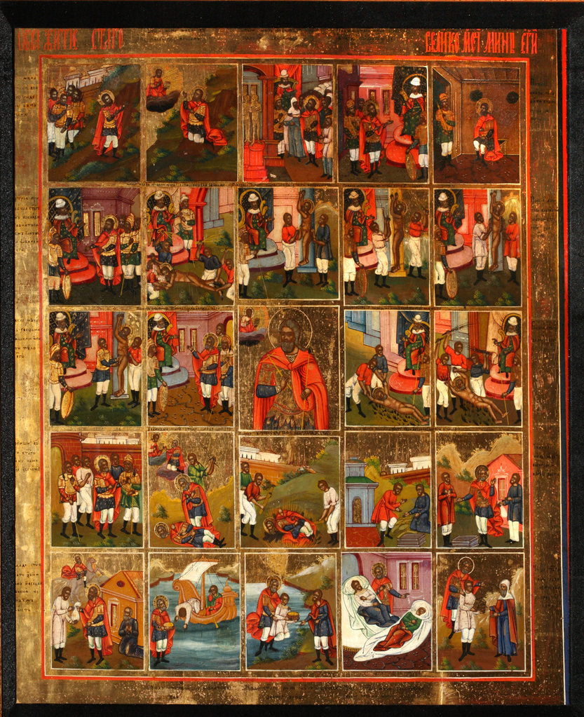 Detail of Saint Menas with Scenes from His Life, Mid of the 19th cen by Russian icon
