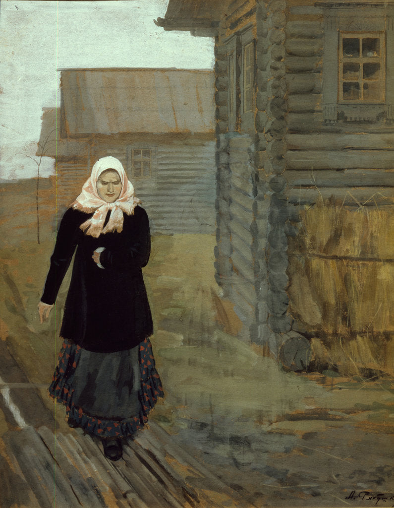 Detail of In a country village. Going to church, 1903 by Andrei Petrovich Ryabushkin