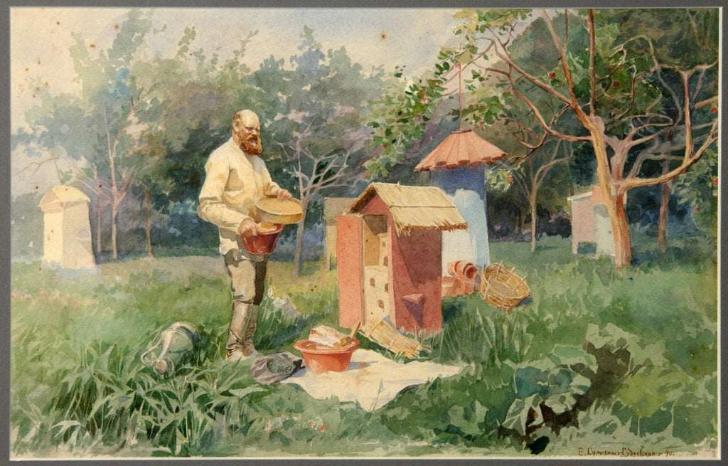 Detail of At the bee yard, 1890 by Elena Petrovna Samokish-Sudkovskaya