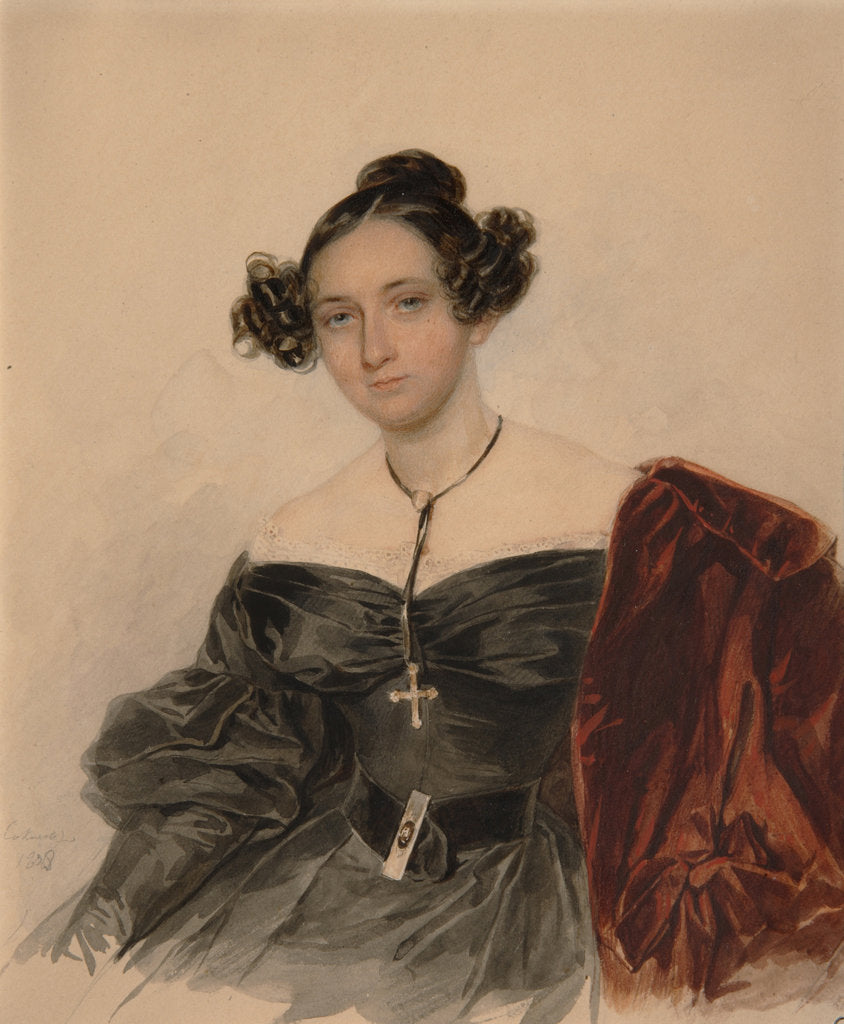 Detail of Portrait of Countess Nadezhda Ivanovna Golitsyna, née Countess Kutaysova, 1832 by Pyotr Fyodorovich Sokolov