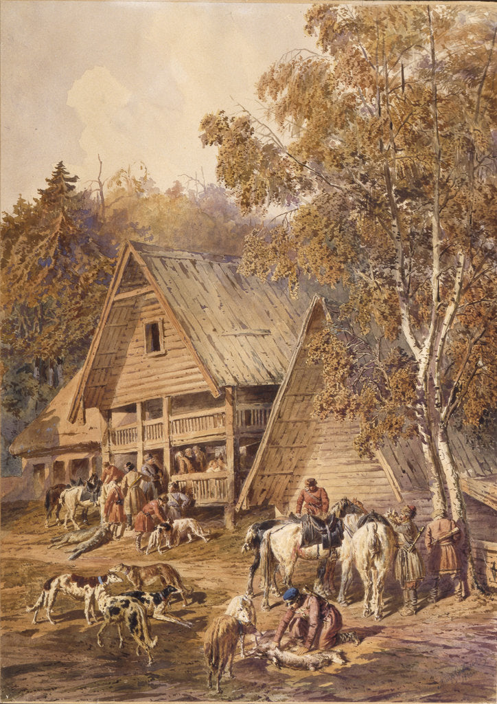 Detail of The Huntsmen, 1863 by Pyotr Petrovich Sokolov