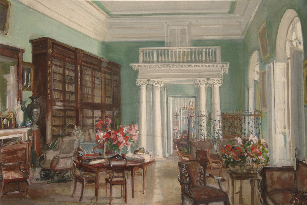 Detail of Interior of the Library in the Golitsyn Nikolo-Uryupino Estate, 1910 by Alexander Valentinovich Sredin