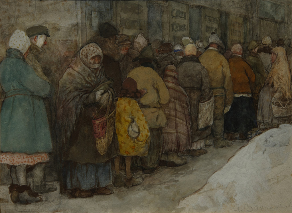 Detail of The Queue, ca 1921 by Alexander Ivanovich Vakhrameyev