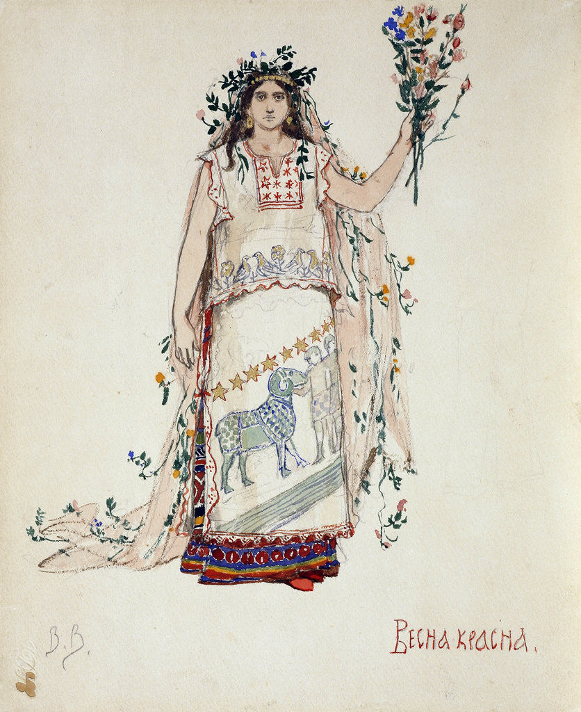 Detail of Spring Beauty. Costume design for the opera Snow Maiden by N. Rimsky-Korsakov by Viktor Mikhaylovich Vasnetsov