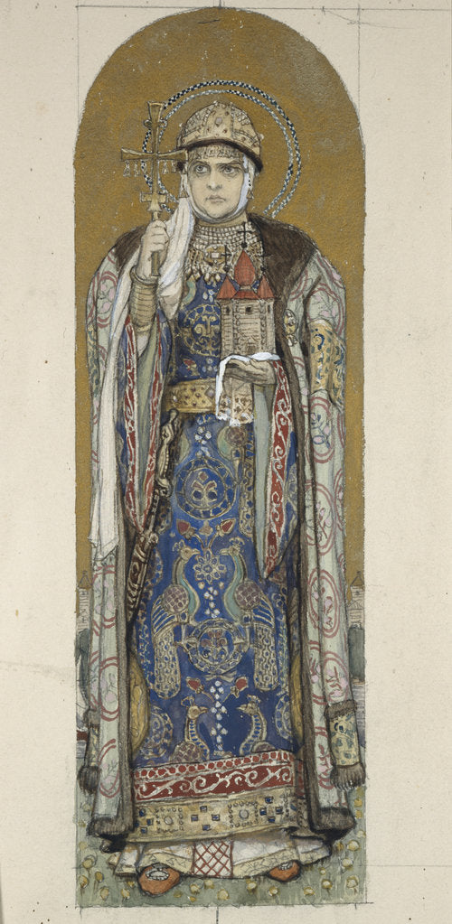 Detail of Saint Olga, Princess of Kiev (Study for frescos in the St Vladimirs Cathedral of Kiev), 1884-1889 by Viktor Mikhaylovich Vasnetsov