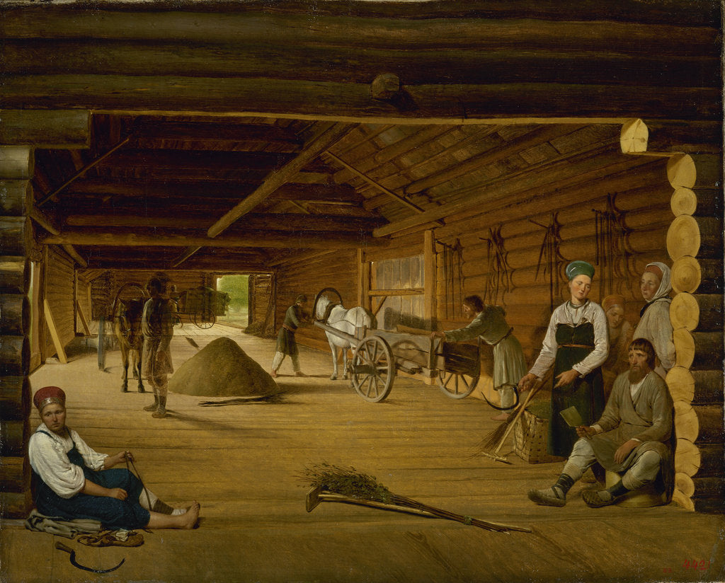 Detail of Threshing Barn, 1823 by Alexei Gavrilovich Venetsianov