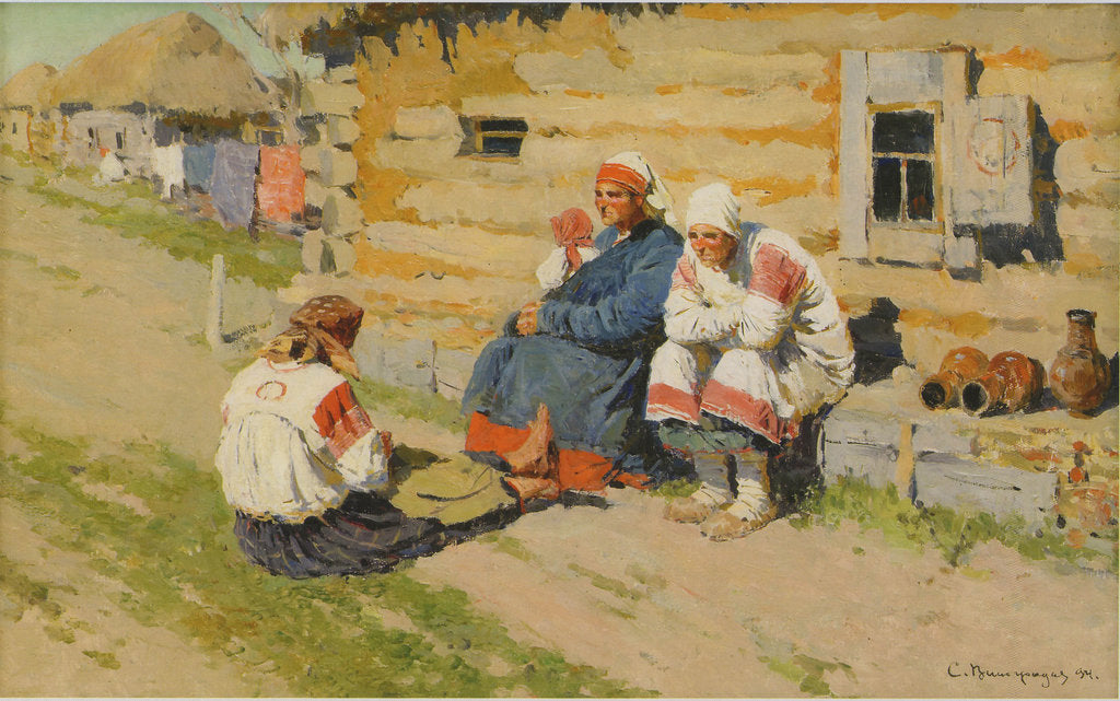 Detail of Waiting In the Sun, 1894 by Sergei Arsenyevich Vinogradov
