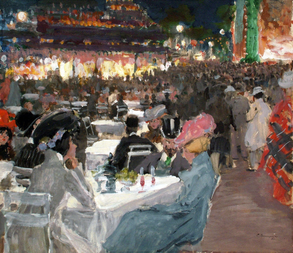 Detail of CafÃ© in Paris at Night by Sergei Arsenyevich Vinogradov