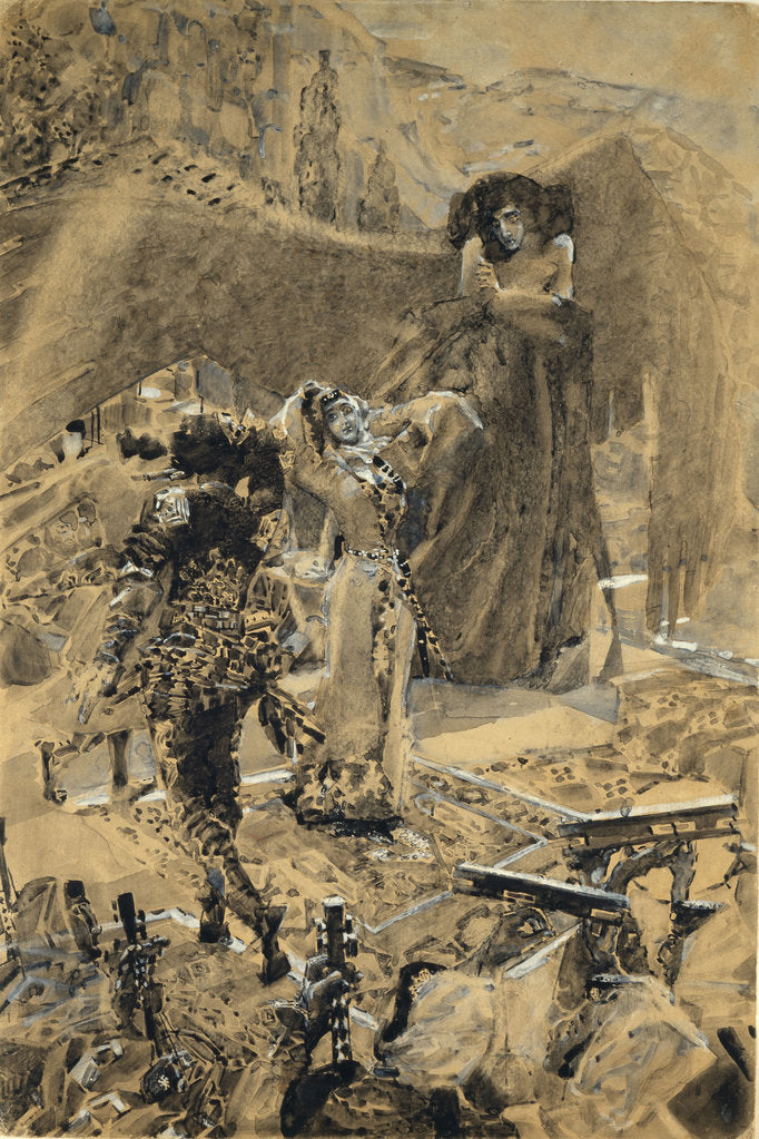 Detail of Tamaras Dance. Illustration to the poem The Demon by Mikhail Lermontov, 1890-1891 by Mikhail Alexandrovich Vrubel