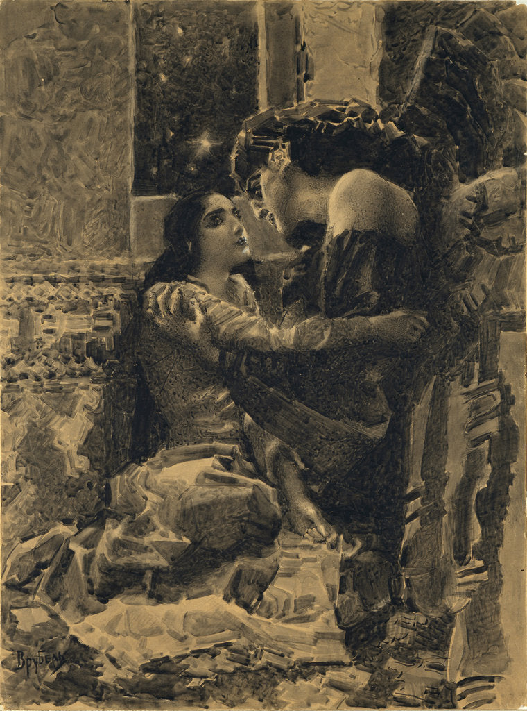 Detail of Tamara and Demon. Illustration to the poem The Demon by Mikhail Lermontov, 1890-1891 by Mikhail Alexandrovich Vrubel