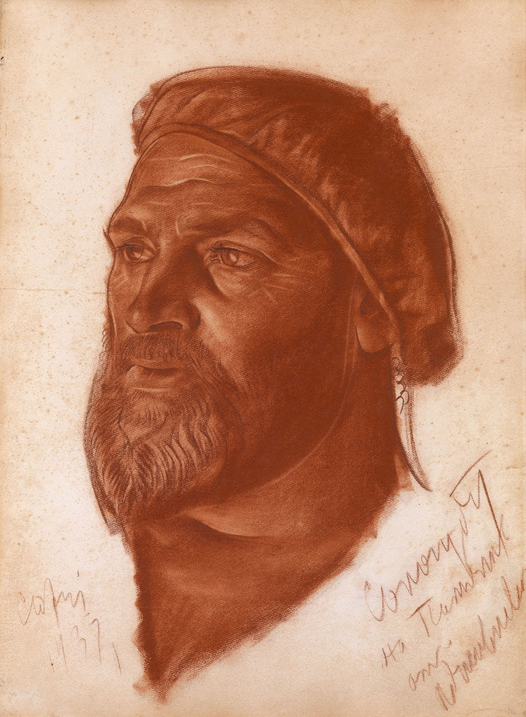 Detail of Portrait of the architect Leonid Romanovich Sologub, 1933 by Alexander Yevgenyevich Yakovlev