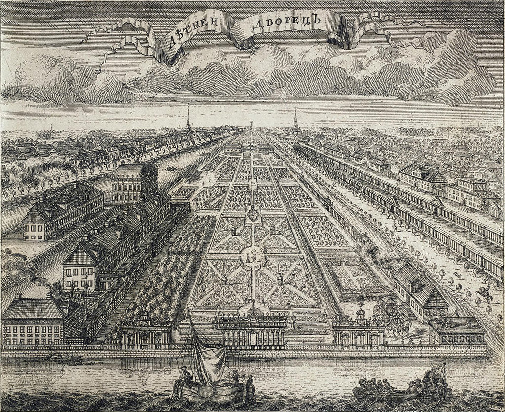 Detail of View of the Summer Gardens from the Neva River, 1717 by Alexei Fyodorovich Zubov