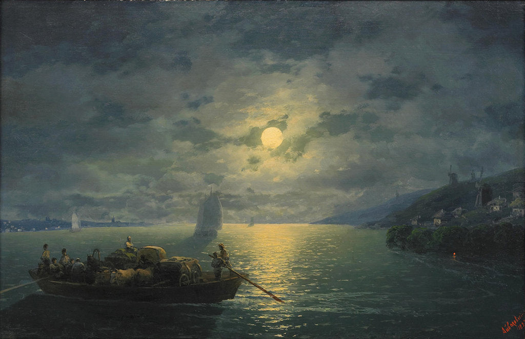 Detail of Crossing the Dnepr River at Moonlit Night, 1897 by Ivan Konstantinovich Aivazovsky