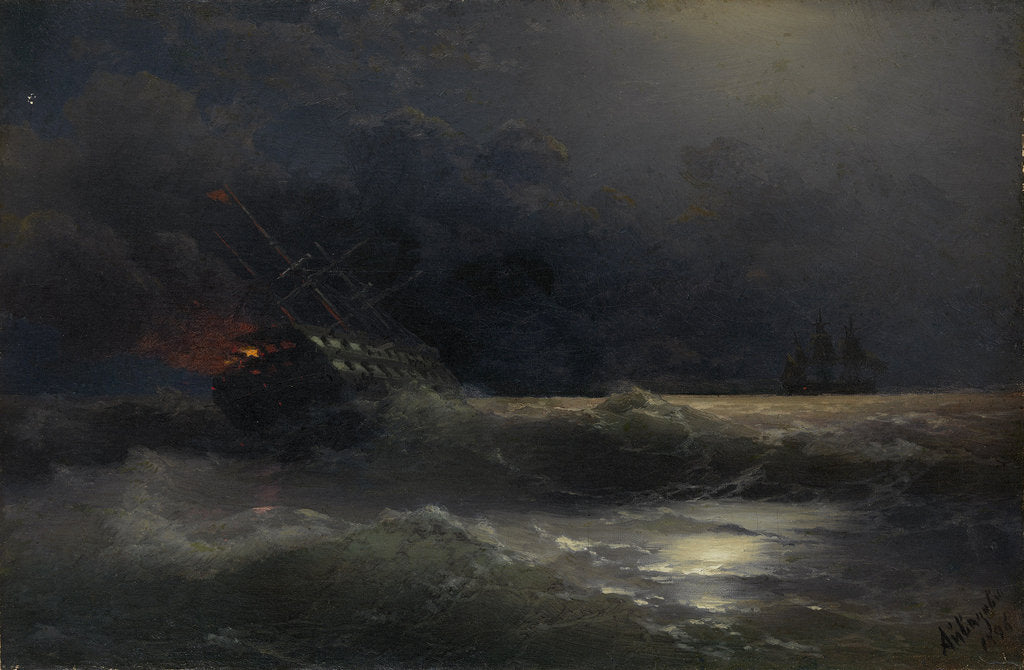 Detail of Burning ship (An episode of the Russian-Turkish War), 1896 by Ivan Konstantinovich Aivazovsky