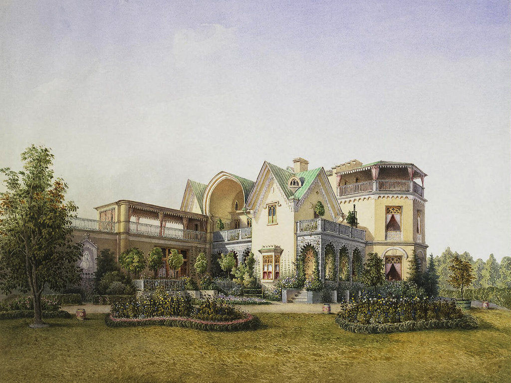 Detail of Cottege Palace in the Alexandria Park in Peterhof, 1847 by Anonymous