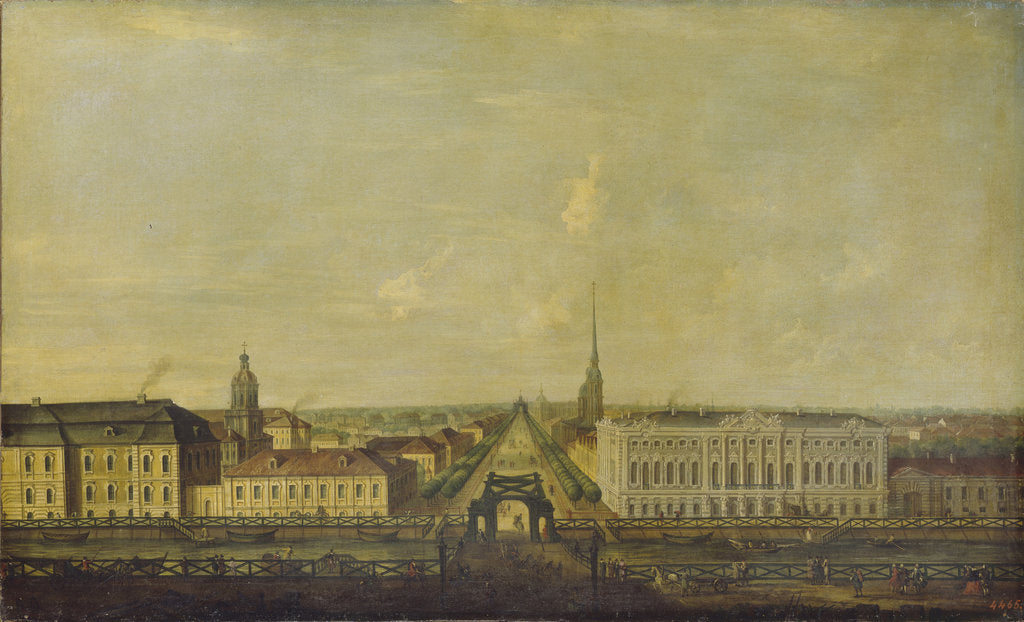Detail of View of the Nevsky Prospekt from the Police Bridge with the Stroganov Palace, Second Half of the 18th cen by Anonymous