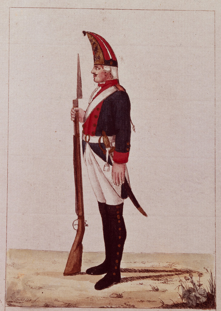 Detail of Grenadier of the First Marine Battalion, 1786 by Anonymous