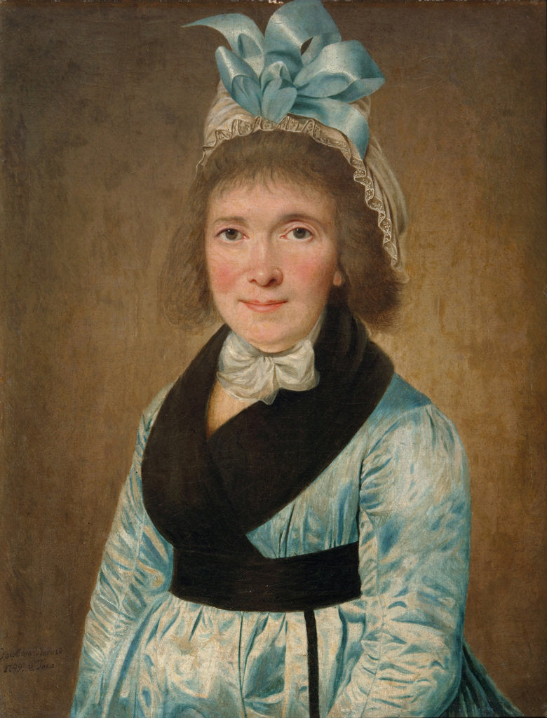 Detail of Portrait Of a Woman In a Blue Dress, 1799 by Anonymous