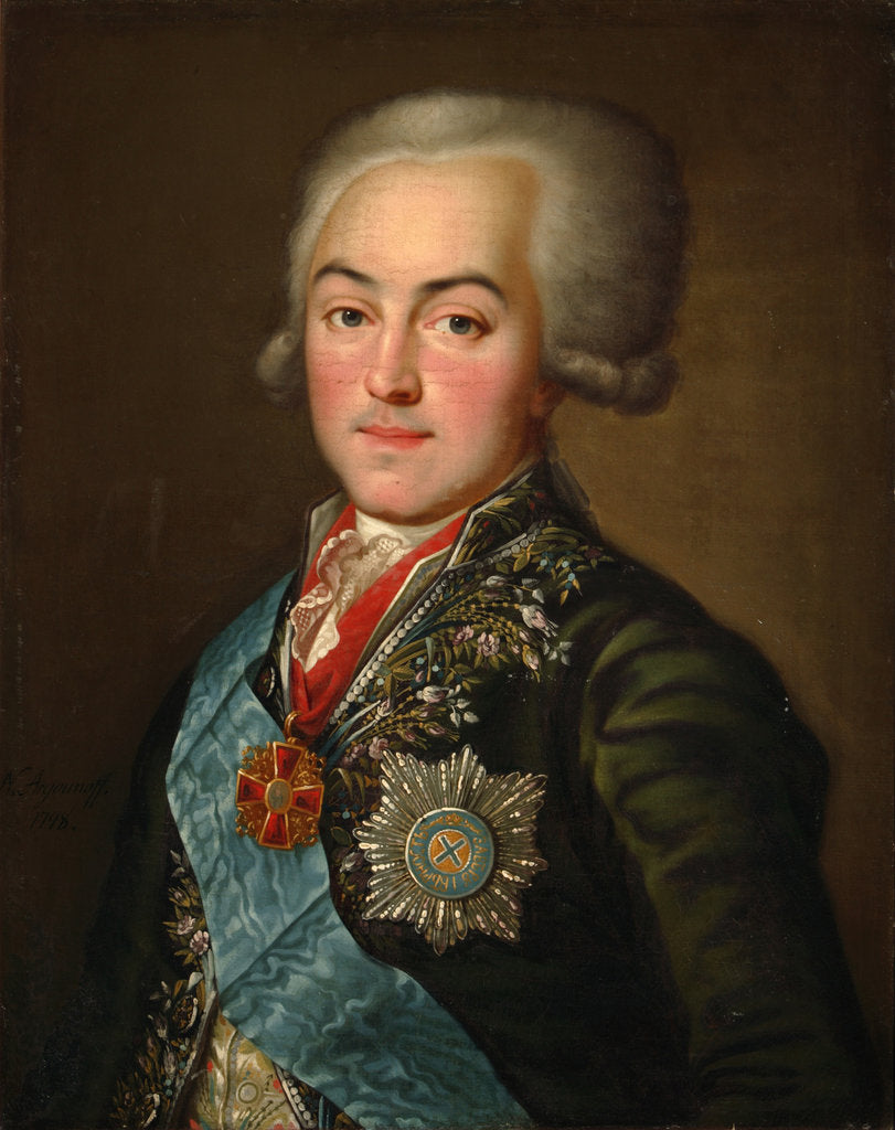 Detail of Portrait of Count Nikolai Petrovich Sheremetev, 1798 by Nikolai Ivanovich Argunov