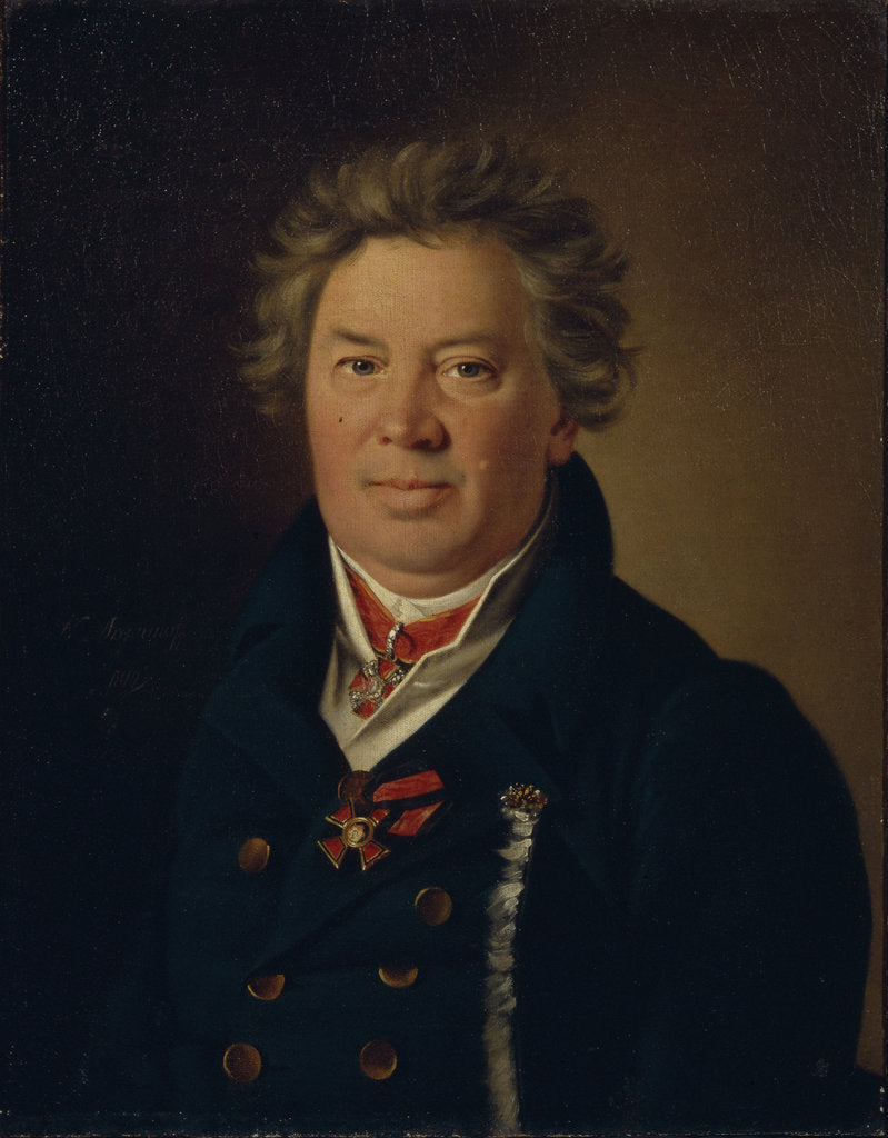 Detail of Portrait of the architect Fyodor Kirillovich Sokolov, 1819 by Nikolai Ivanovich Argunov